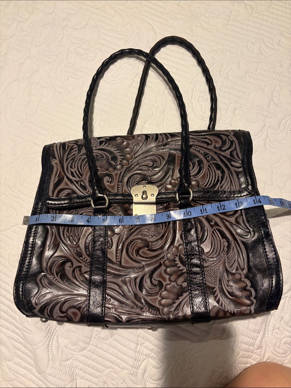 Patricia Nash Embossed Floral Leather Tote Bag